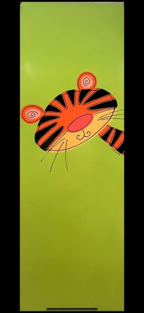 Image 1 of Par de carteles litográficos de Lesley Hallas (2010) - Cebra y Tigre

