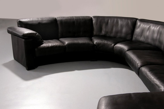 Image 1 of De Sede Modular 7-Piece Mid-Century Leather Sofa in Black – Swiss Icon