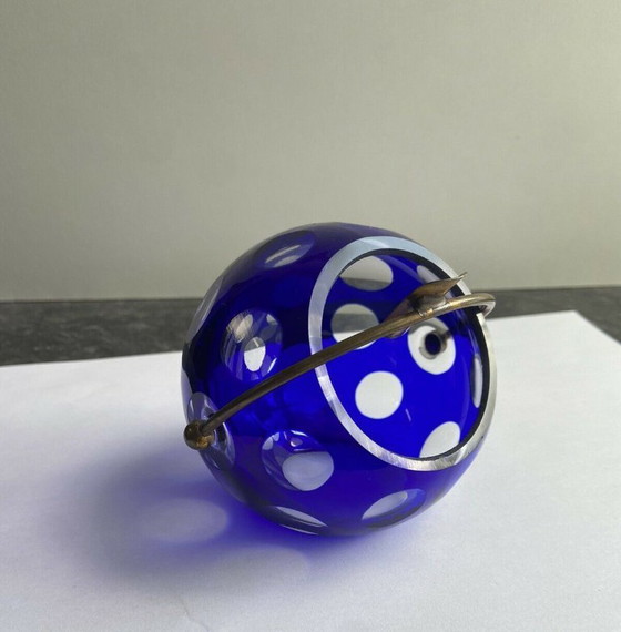 Image 1 of Vintage asbak - Cristal Ball Blue - Marita Voigt - Harzkristall - Space Age - 1970