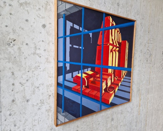 Image 1 of Ingelijst futuristisch schilderij op paneel, Nbrovsky 1989