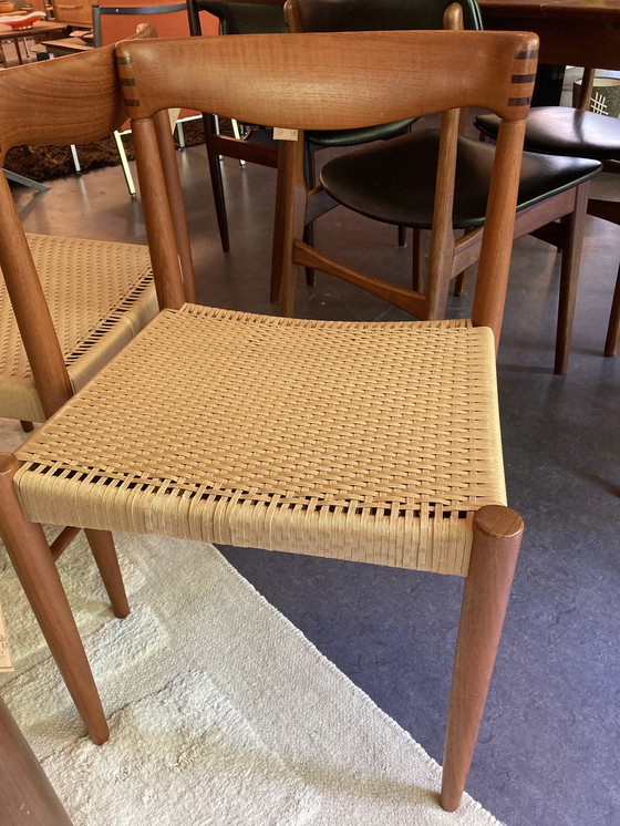 Image 1 of 4 sillas de comedor de Bramin con asiento de mimbre original