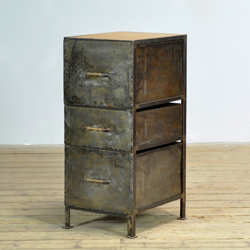Industriële ladekast, circa 1950 – ladekasten, Metal, Wood