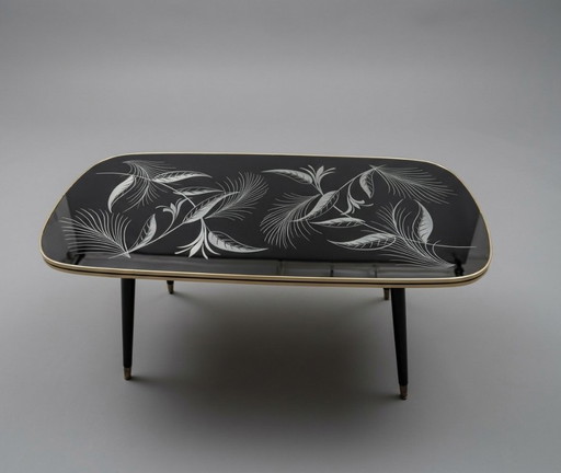 Vintage Rockabilly Salontafel Jaren 50/60 – Zwart Glas – Mid-Century Design