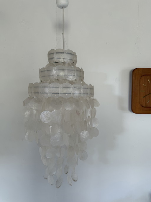 Lampada vintage in conchiglia di capiz e madreperla, anni '70