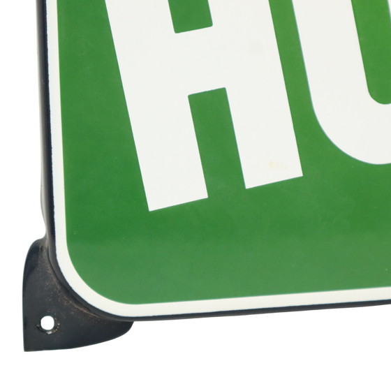 Image 1 of Letrero publicitario de cazador con placa esmaltada de gran tamaño