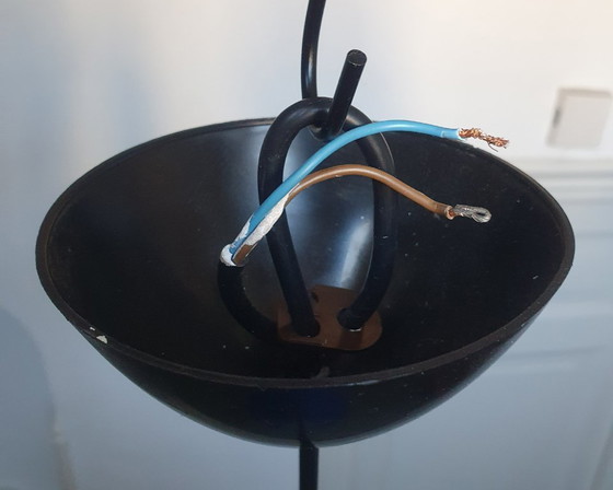 Image 1 of Vintage Hema kegelvormige hanglamp van blauw metaal jaren 80