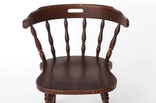 Vintage Western Style Wooden Chair, 1950s–1960s German Rustic Beechwood Dining Chair, Bonanza Style (photo 2 of 12)