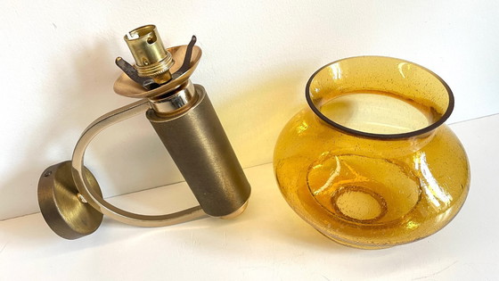 Image 1 of APPLIQUE LAITON Verre Bullé VINTAGE