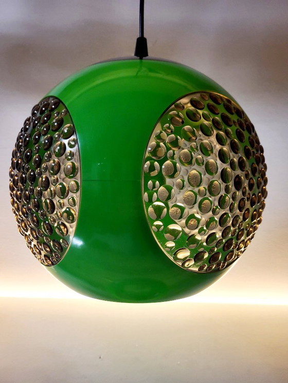 Image 1 of Space age hanglamp, Bug eye, Massive, groen, België, jaren 1970