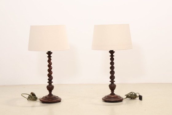 Set di due lampade da tavolo in legno tornito 'Barley twist' (photo 5 of 8)