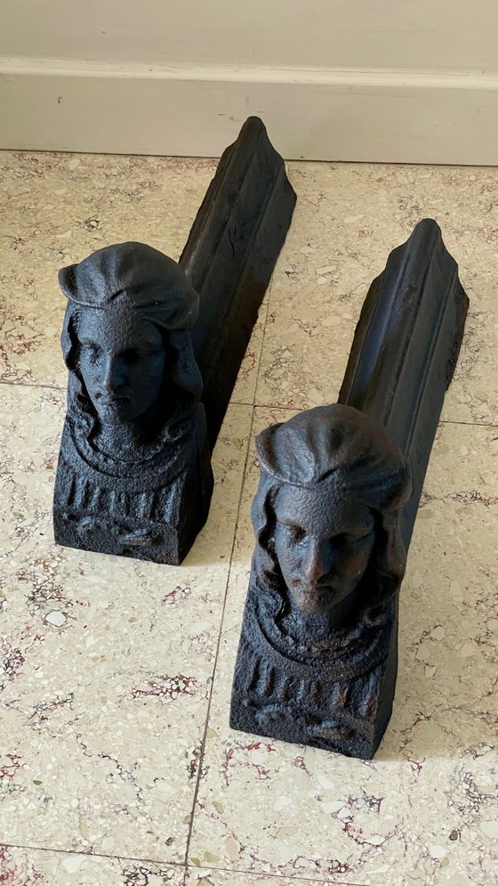 Image 1 of Paire de CHENETS Anciens Fonte d'Acier VINTAGE
