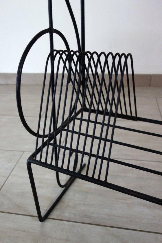 Image 1 of 1960s metal and ceramic magazine and record rack