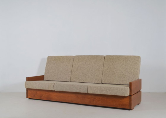 Image 1 of Set Brutalistische zetels in massief hout, jaren '70