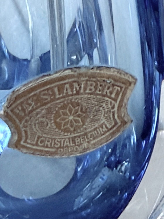 Image 1 of Val Saint Lambert BLAU Kristalllampe