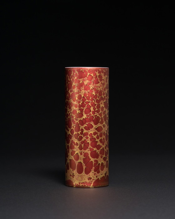 Image 1 of Rosenthal H. Drexler Vase Duo en porcelaine peinte à la main et boîte à couvercle Goldfeuer