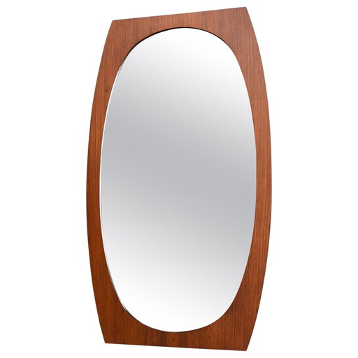 Italiaanse Teak Wandspiegel, Mid-Century Modern Design, jaren 50, Italië