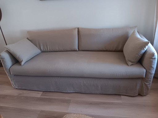 3-zitsbank in beige linnen