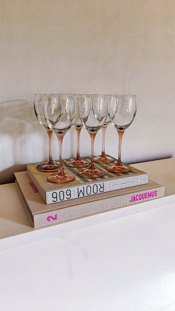Image 1 of 12x vintage roze wijnglazen Luminarc France