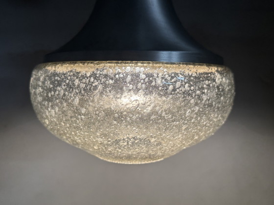 Image 1 of 1970s pendant lamp with aluminum and bubble glass