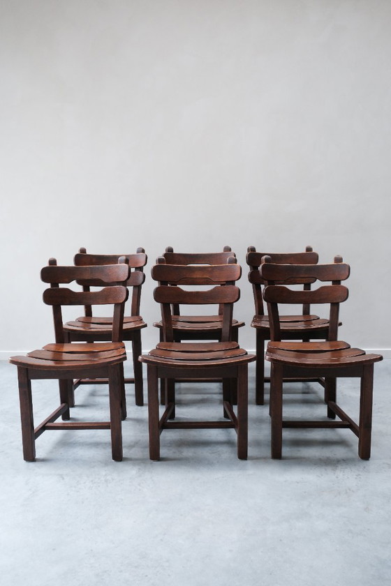 Image 1 of Set di 6 sedie da pranzo brutaliste