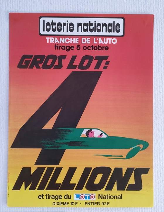 Image 1 of Nueve carteles ilustrados de la lotería nacional francesa de la década de 1970