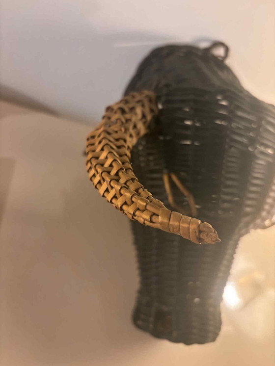 Image 1 of Vintage Wicker Bull’s Head Sculpture Wall art Wicker Collector 1950s France Picasso collection black toro