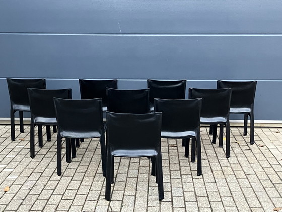 Image 1 of 8x Cassina Cab chair Mario Bellini Black Harness Leather