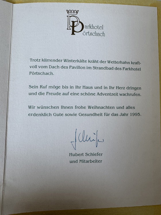 Image 1 of Wilhelm Loisel kunstdruk "Wetterhahn" Parkhotel Pörtschach 1994