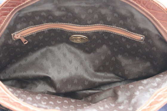 Image 1 of Sehr seltene Gianfranco Lotti Umhängetasche aus den 70er Jahren, Komposition aus Leder, Leinen, Perlen und Applikationen