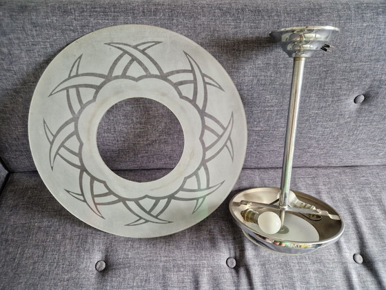 Plafoniere UFO Art Déco Cromo e Vetro (anni '30) (photo 3 of 5)