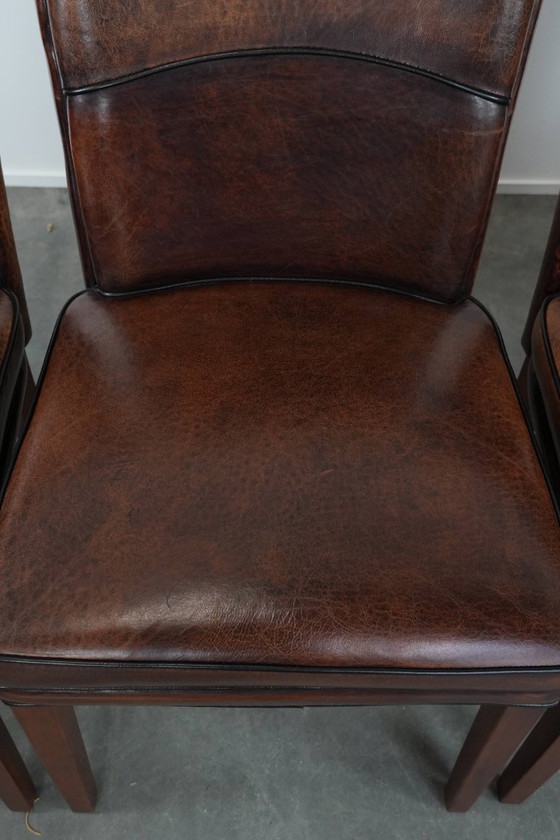 Image 1 of 4 chaises de salle à manger confortables en peau de mouton avec du caractère