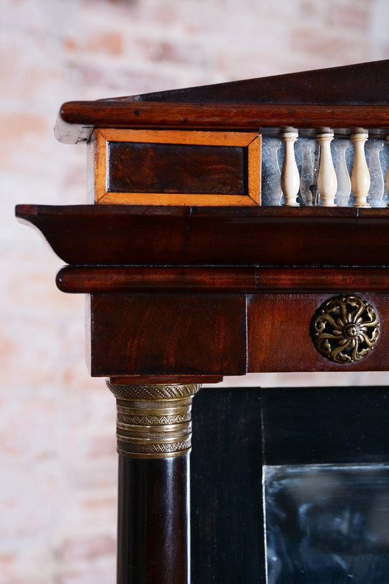 Miroir de coiffeuse Empire restauré, acajou, laiton, os, poli, France, XIXe siècle – Glass, Wood (photo 12 of 15)