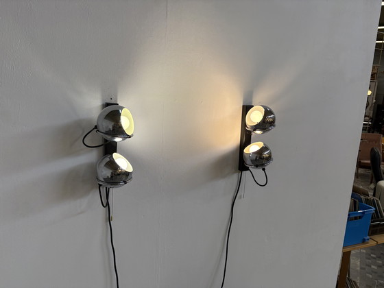 Image 1 of 2 lampes à eau Vintage Chroom Spaceage Eyeball Wandlampen Raak Globe