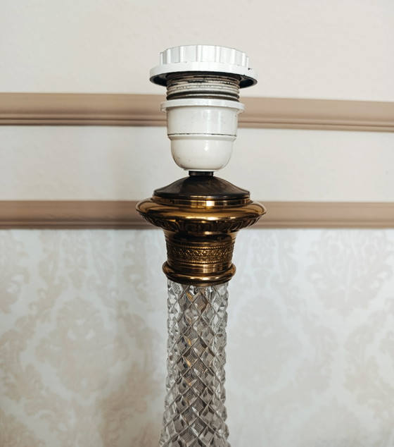 Vintage Crystal & Brass Table Lamp 75 Cm (photo 6 of 15)