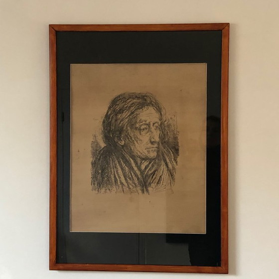 Image 1 of Original Expressionist Etching, 1914 – Contemplative Portrait of an Elderly Man