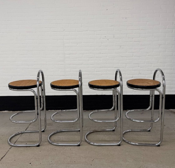 4 Vintage Italy Chrome Barstools – Barkrukken, Metal (photo 8 of 21)
