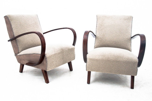 Een paar Art Deco fauteuils van J. Halabala uit de jaren 1930, Tsjecho-Slowakije.