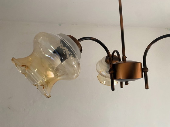 Vintage 3-Light Chandelier by KAJ Hrastnik, Slovenia – KAJ Dol Pri Hrastniku, Metal, Glass (photo 4 of 9)
