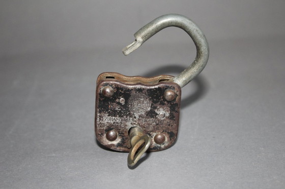Image 1 of Old padlock, barn lock with key, shackle lock, working