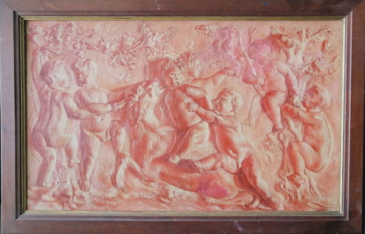 Grissaille-Putten, Öl auf Leinwand