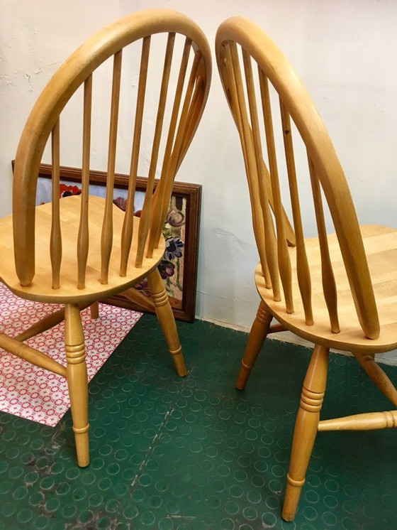 Image 1 of Pair of Windsor chairs, vintage beechwood