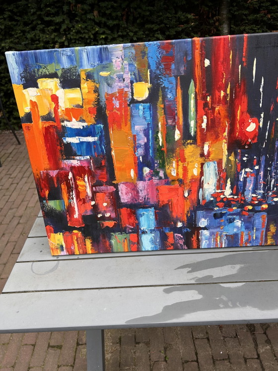 Image 1 of Modern abstract Skyline painting