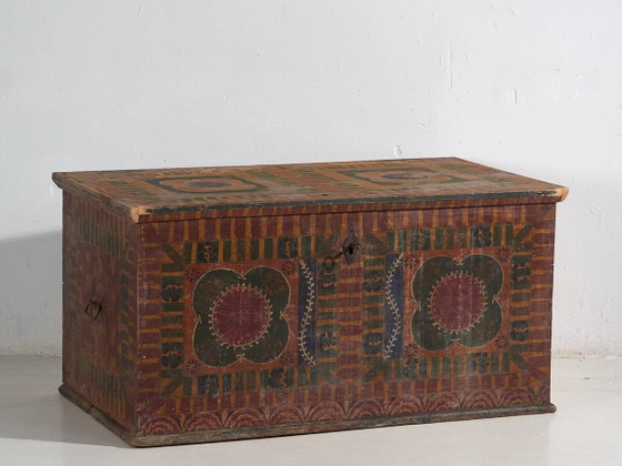 Grande baule antico dipinto a mano (c.1900) #50 – Armadi contenitori (photo 2 of 40)