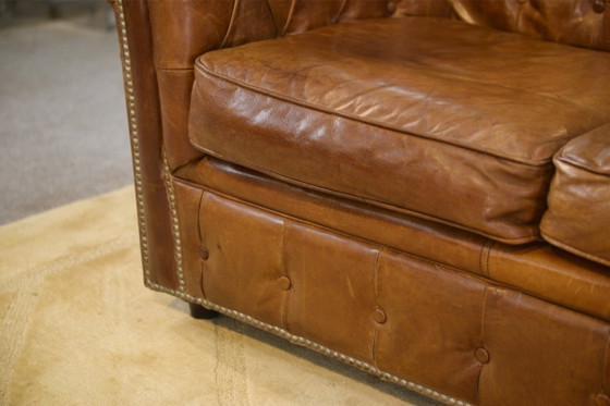 Image 1 of Chesterfield sofa in brown leather