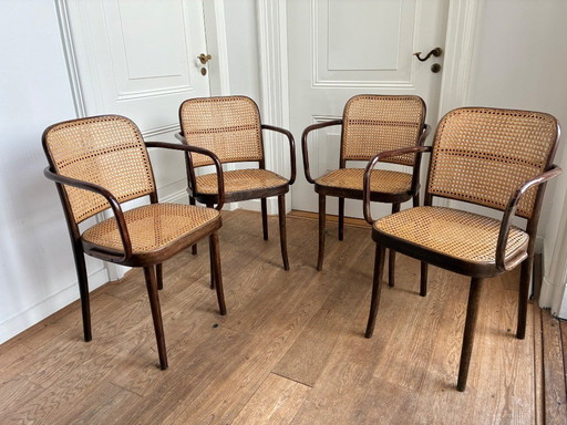4x Sessel „Prag“, Entwurf Thonet Nr. 811 von Josef Hoffmann