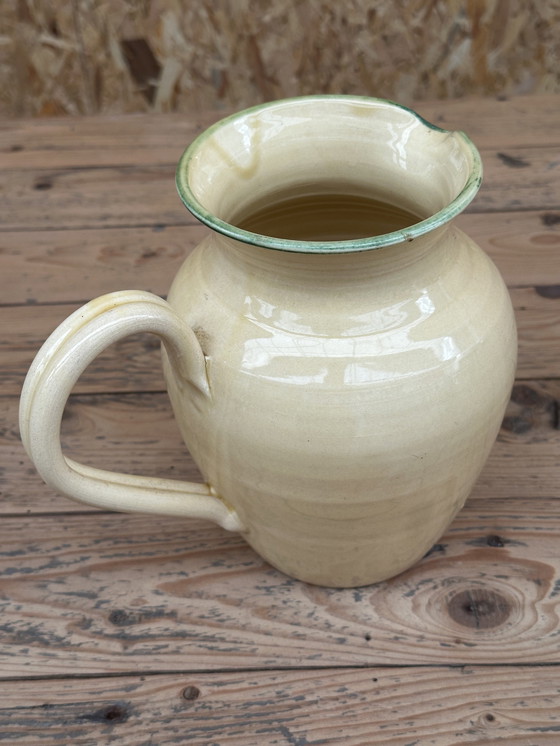 Image 1 of Vallauris glazed ceramic pitcher from the 50s, Olives Noires decor