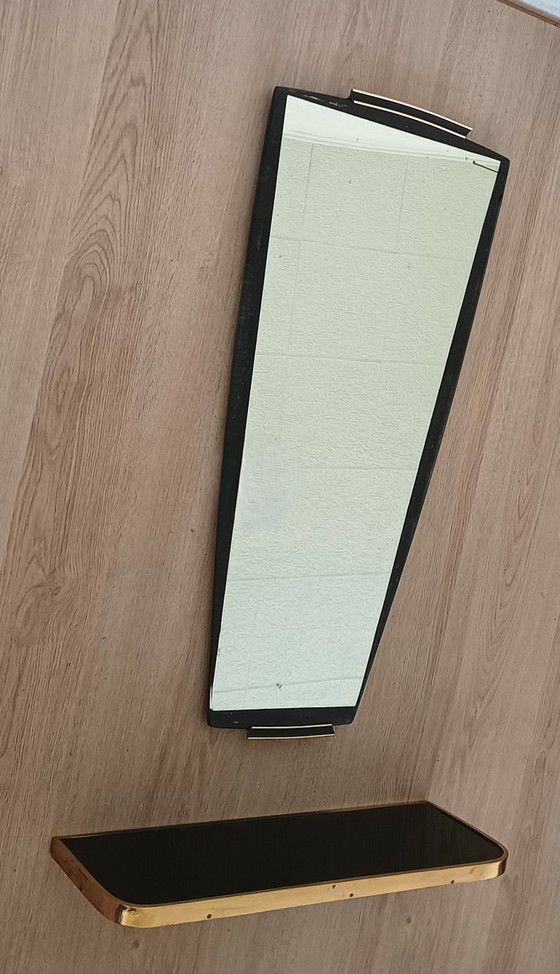 Image 1 of Separate 1950s mirror with matching glass shelf