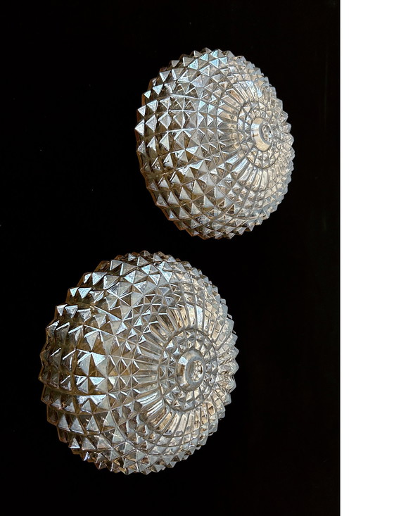 Image 1 of 2X Mid Century Glass Wall Lights