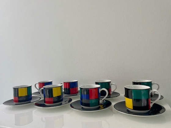 Image 1 of Postmodernes Tassen- und Untertassenset, 8-teilig