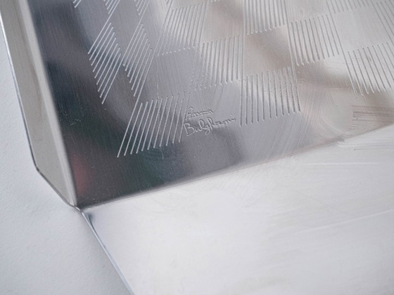 Image 1 of Bandeja de acero inoxidable, diseño italiano, década de 1970, fabricada en Italia.